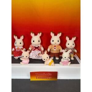 Calico Critters Hopscotch Rabbit Bunny Family w/ Babies